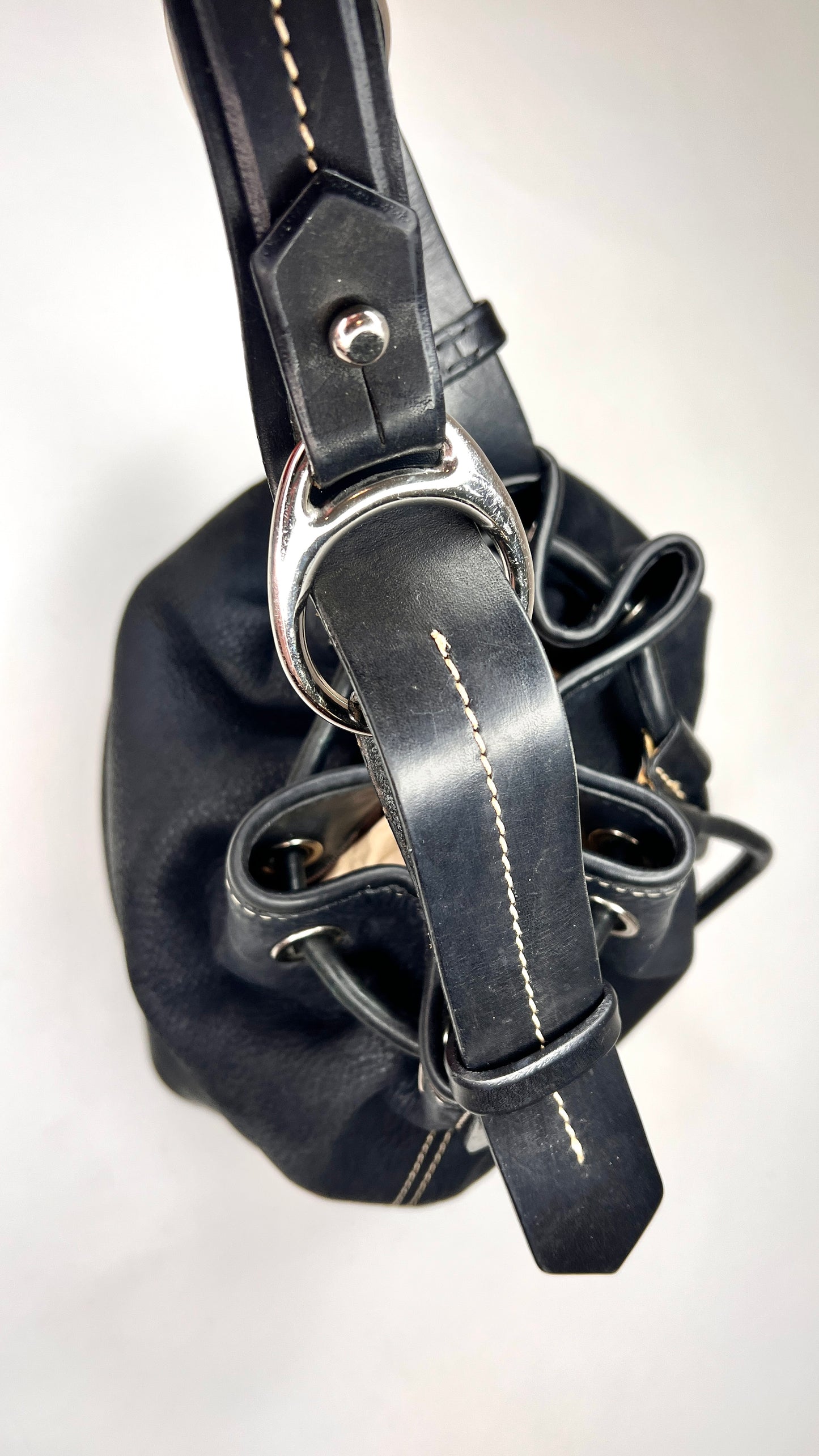 Dooney & Bourke Black Pebble Leather Bucket Bag