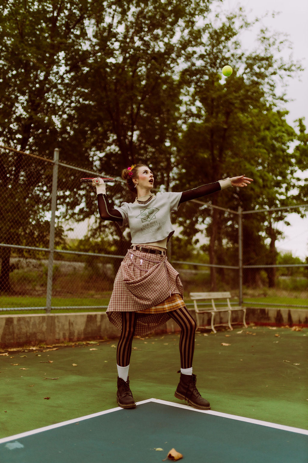 Cotton Midi Plaid Skirt XL