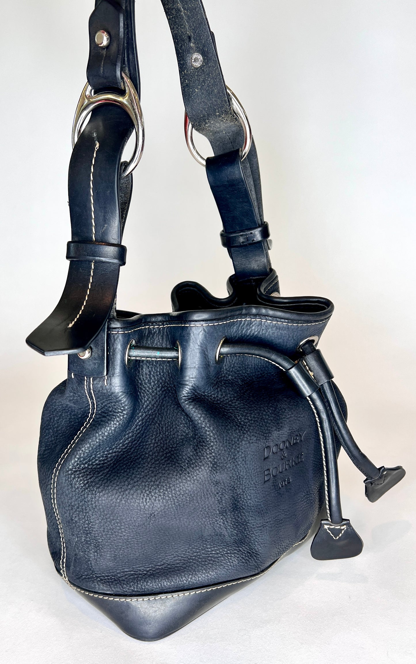 Dooney & Bourke Black Pebble Leather Bucket Bag