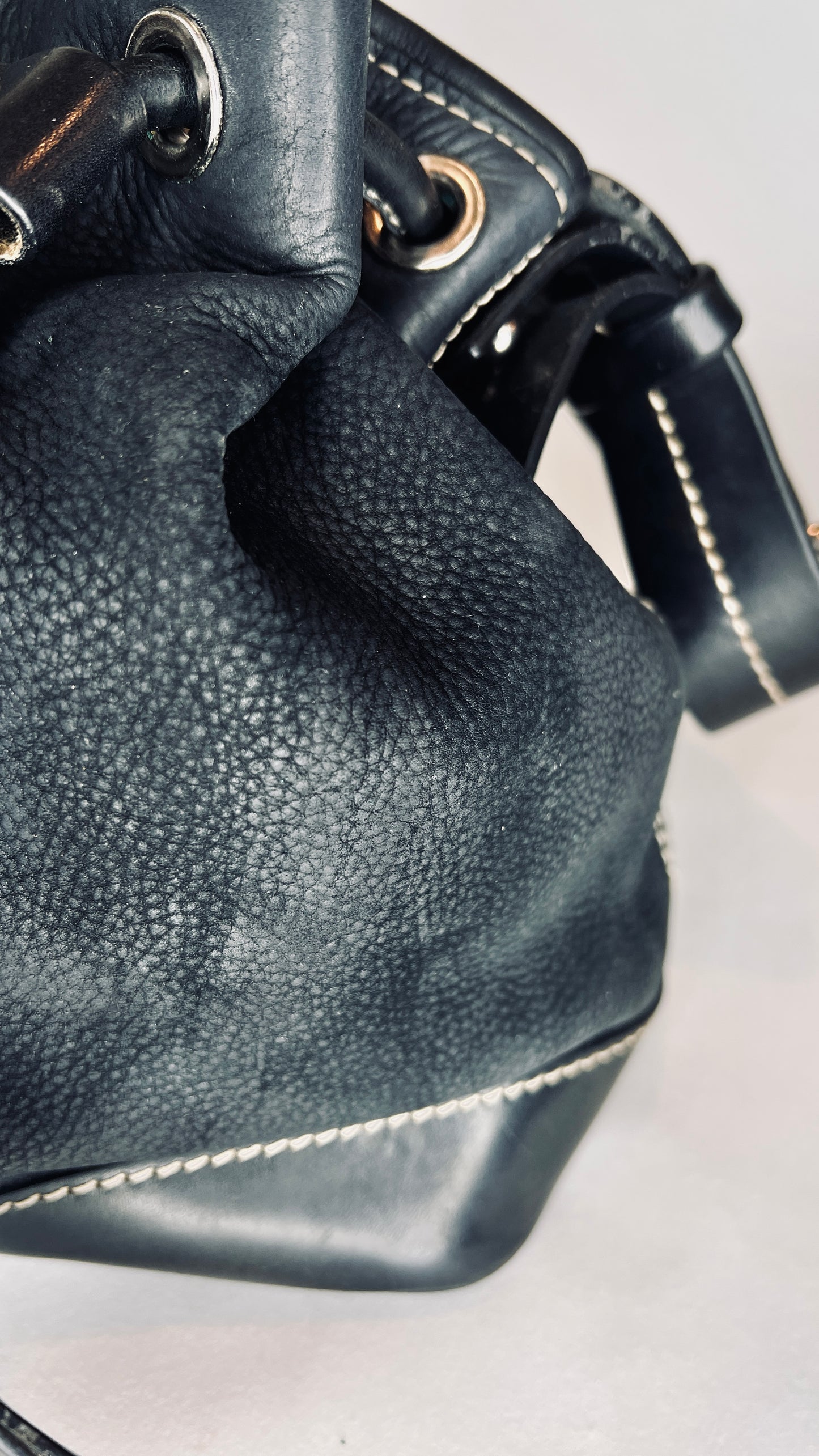 Dooney & Bourke Black Pebble Leather Bucket Bag