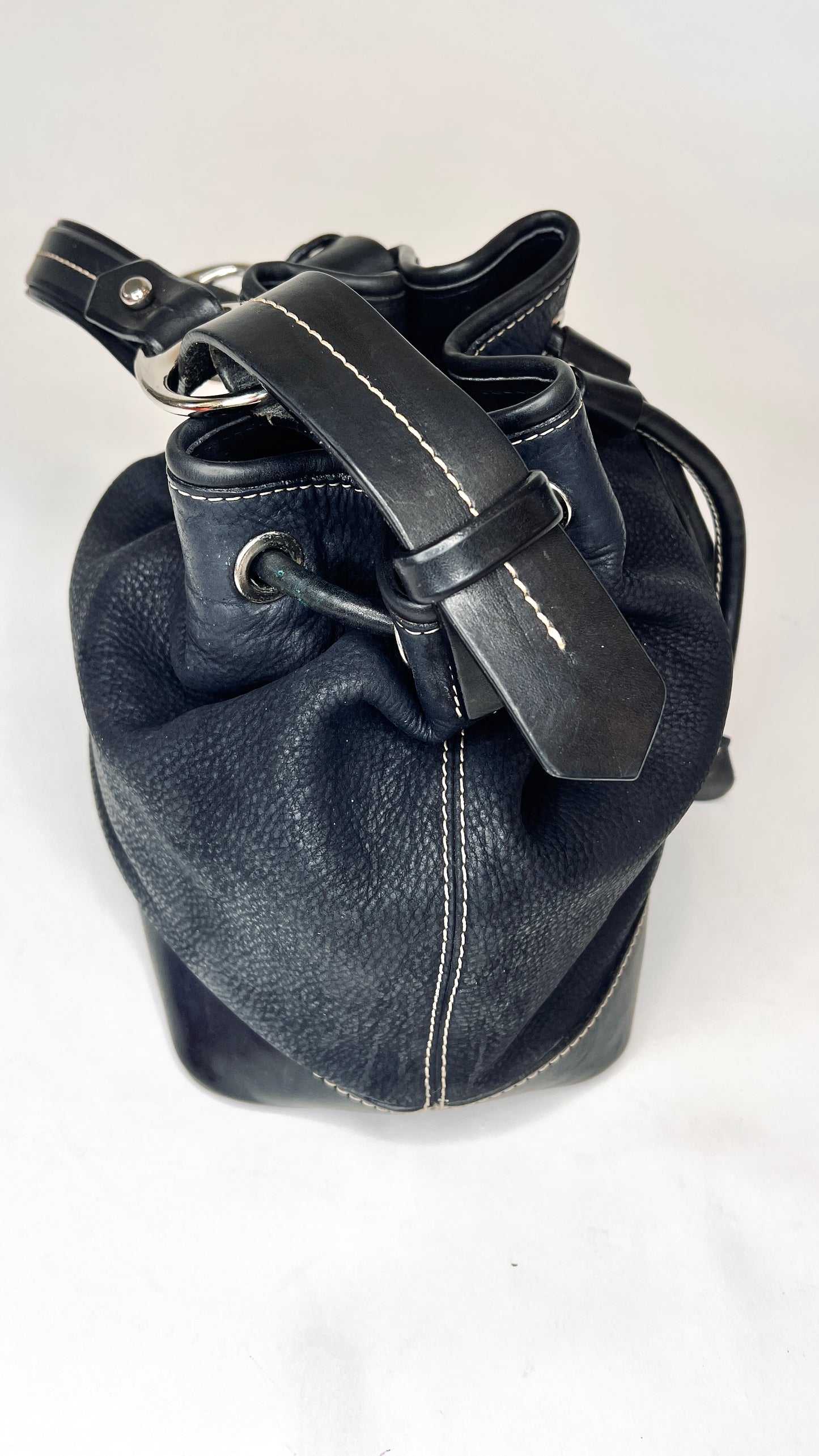 Dooney & Bourke Black Pebble Leather Bucket Bag