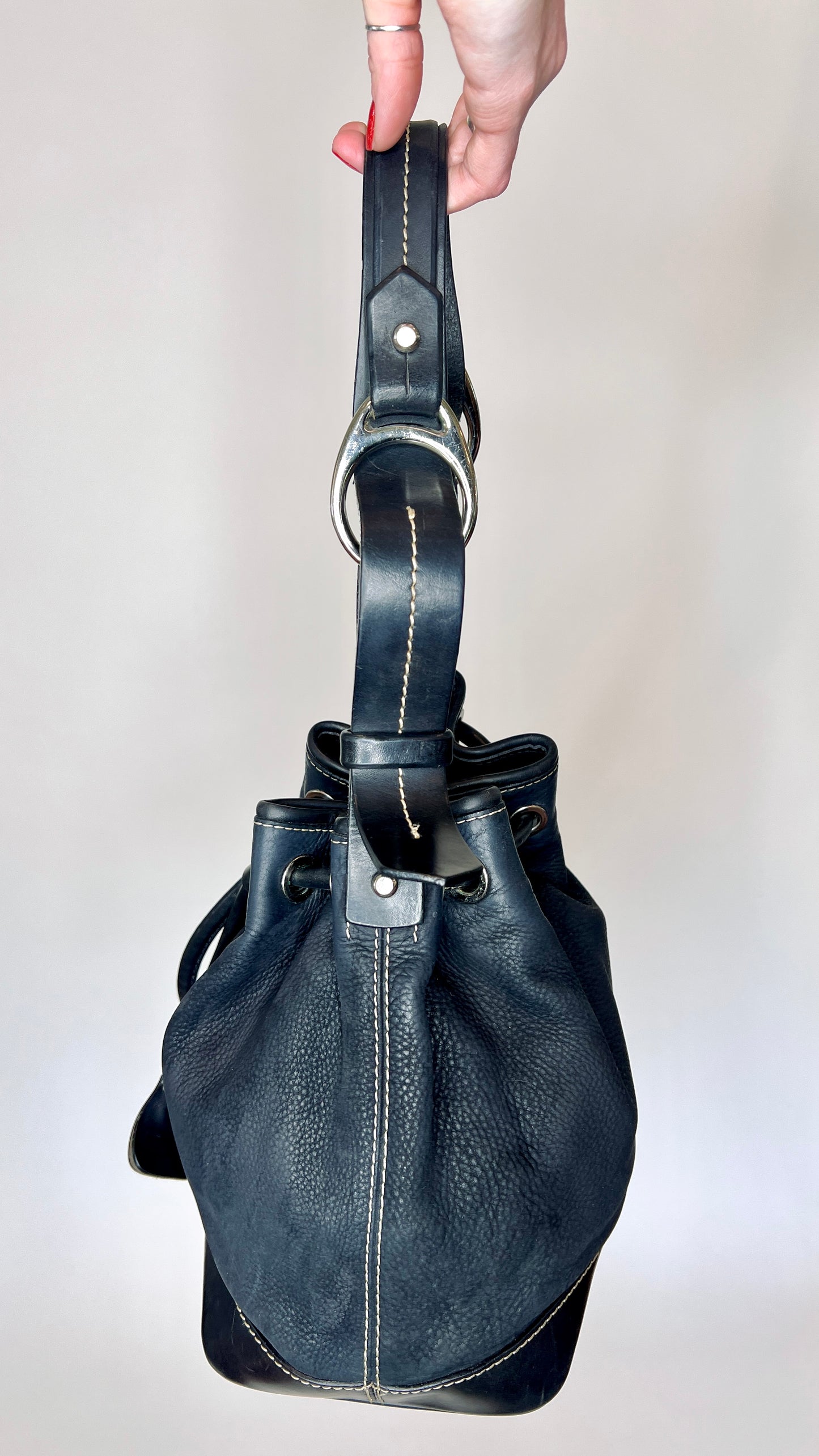 Dooney & Bourke Black Pebble Leather Bucket Bag