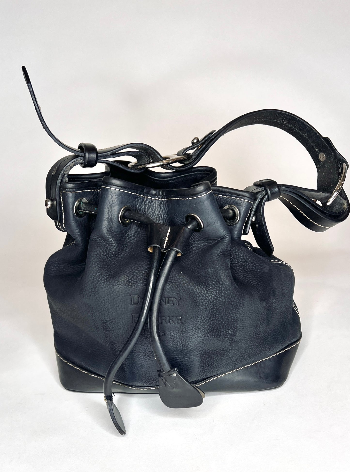 Dooney & Bourke Black Pebble Leather Bucket Bag