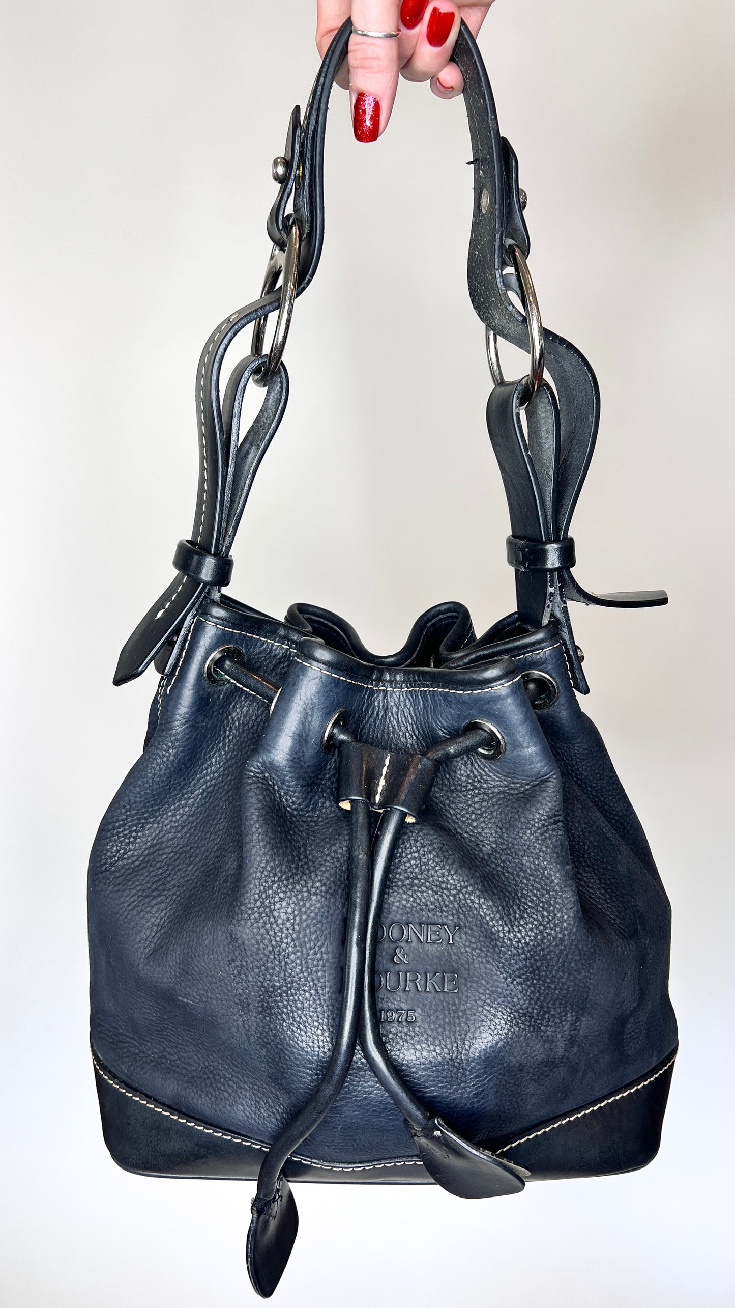 Dooney & Bourke Black Pebble Leather Bucket Bag