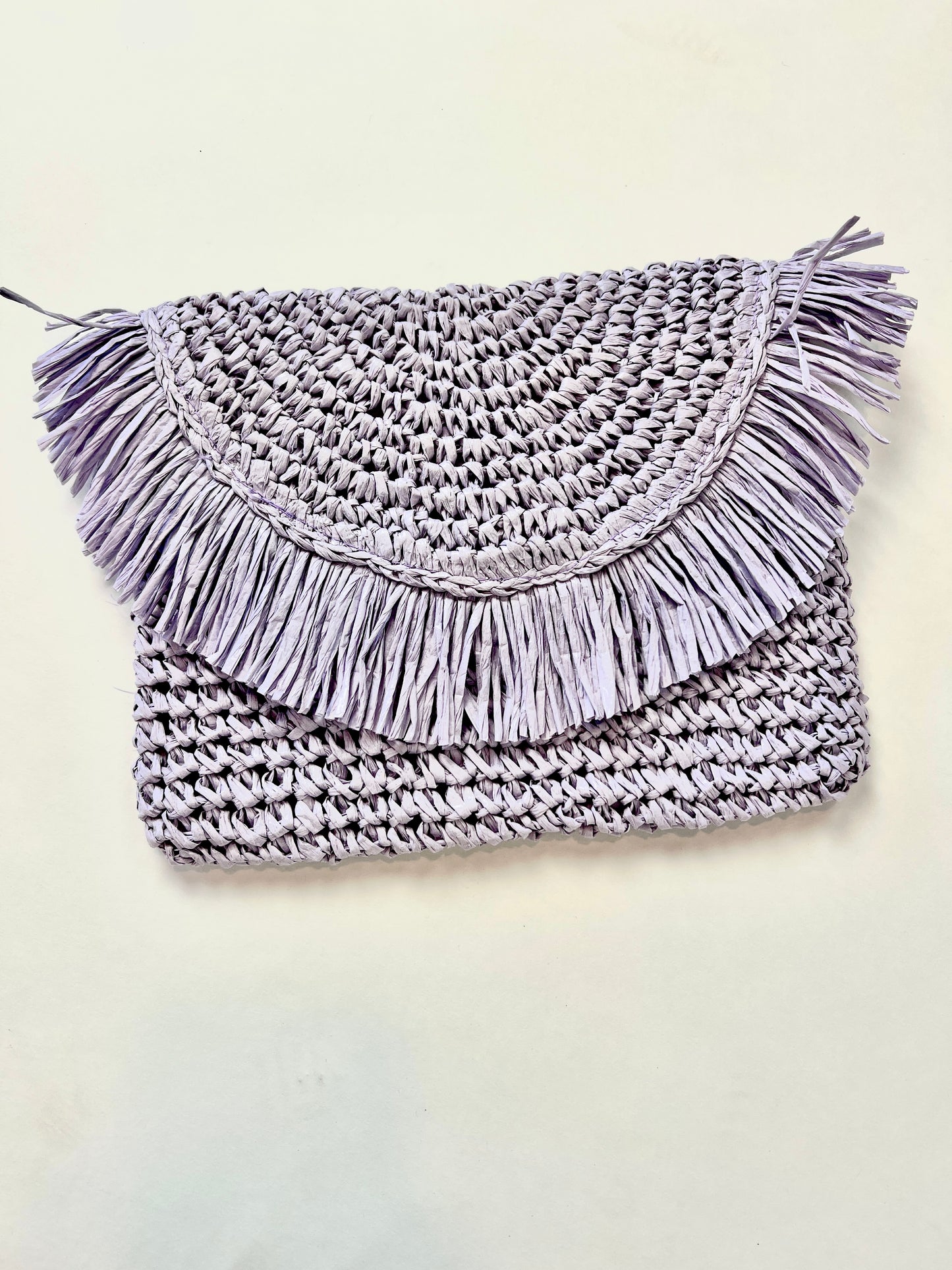 Purple Woven Straw B2B Los Angeles Clutch
