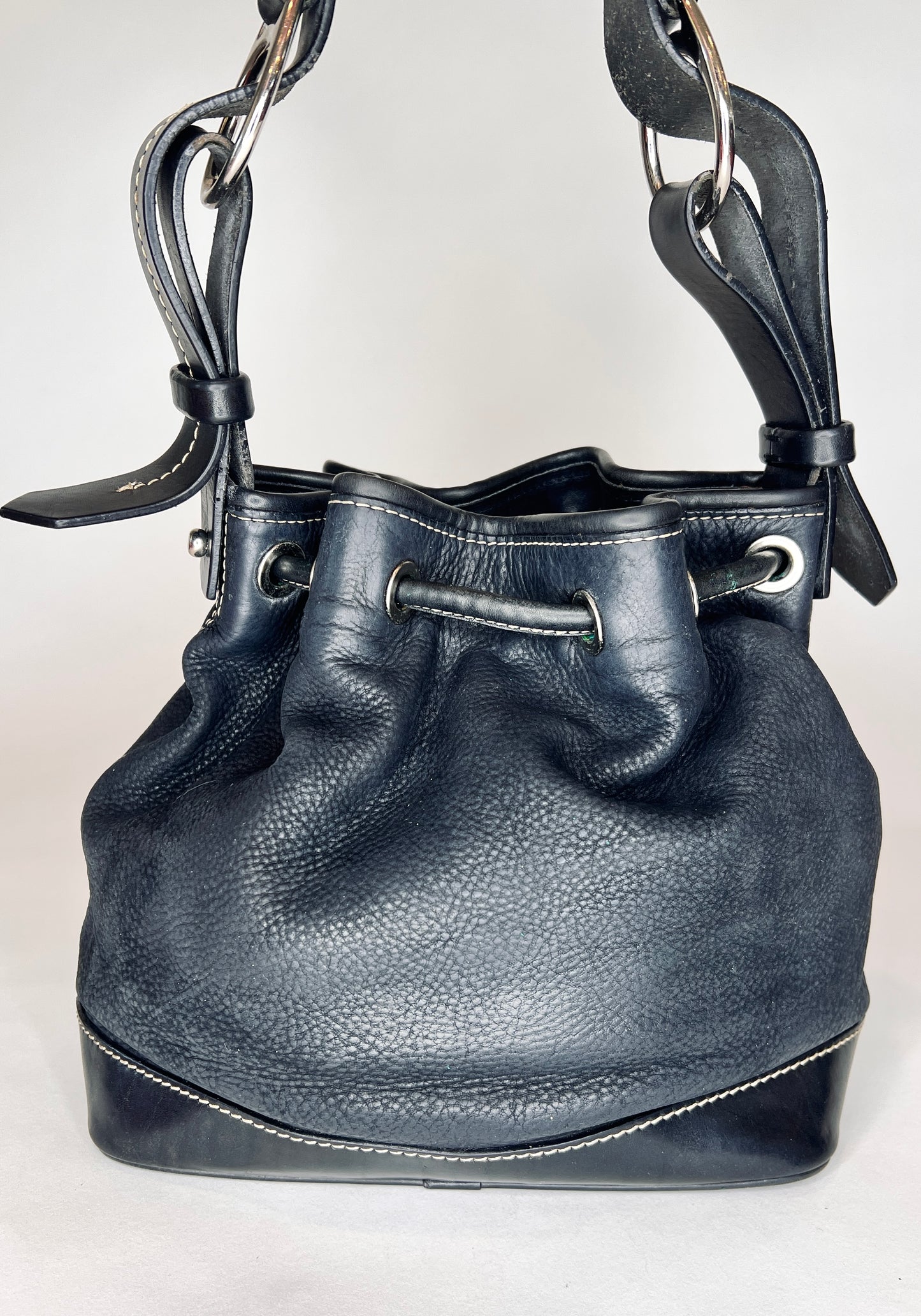 Dooney & Bourke Black Pebble Leather Bucket Bag