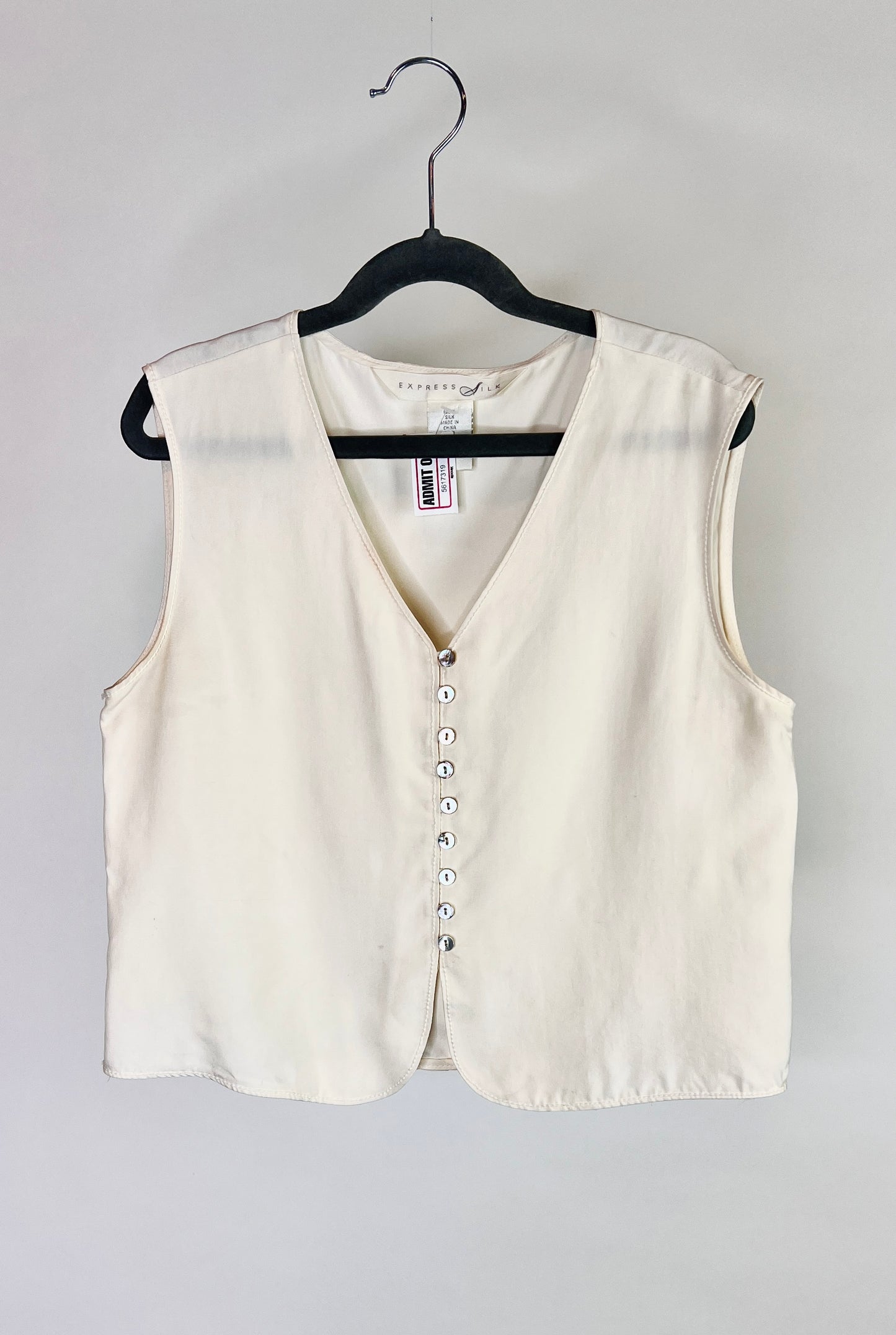 Vintage Express Sleeveless Top with Mother of Pearl Buttons