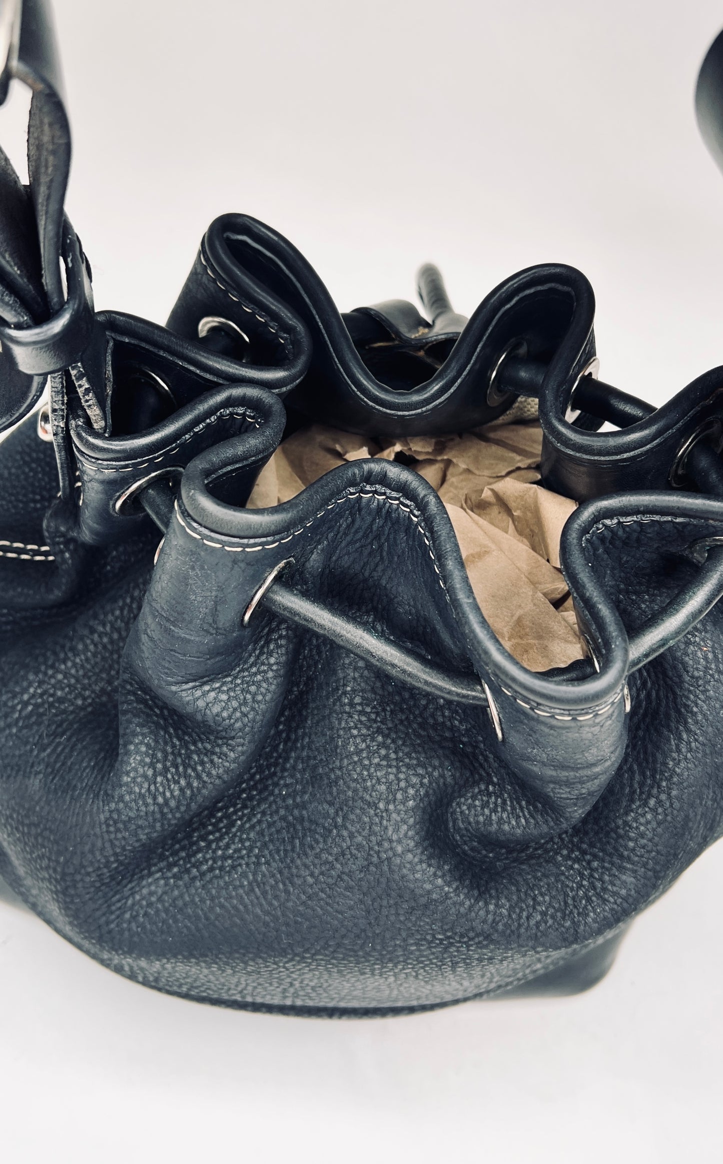 Dooney & Bourke Black Pebble Leather Bucket Bag