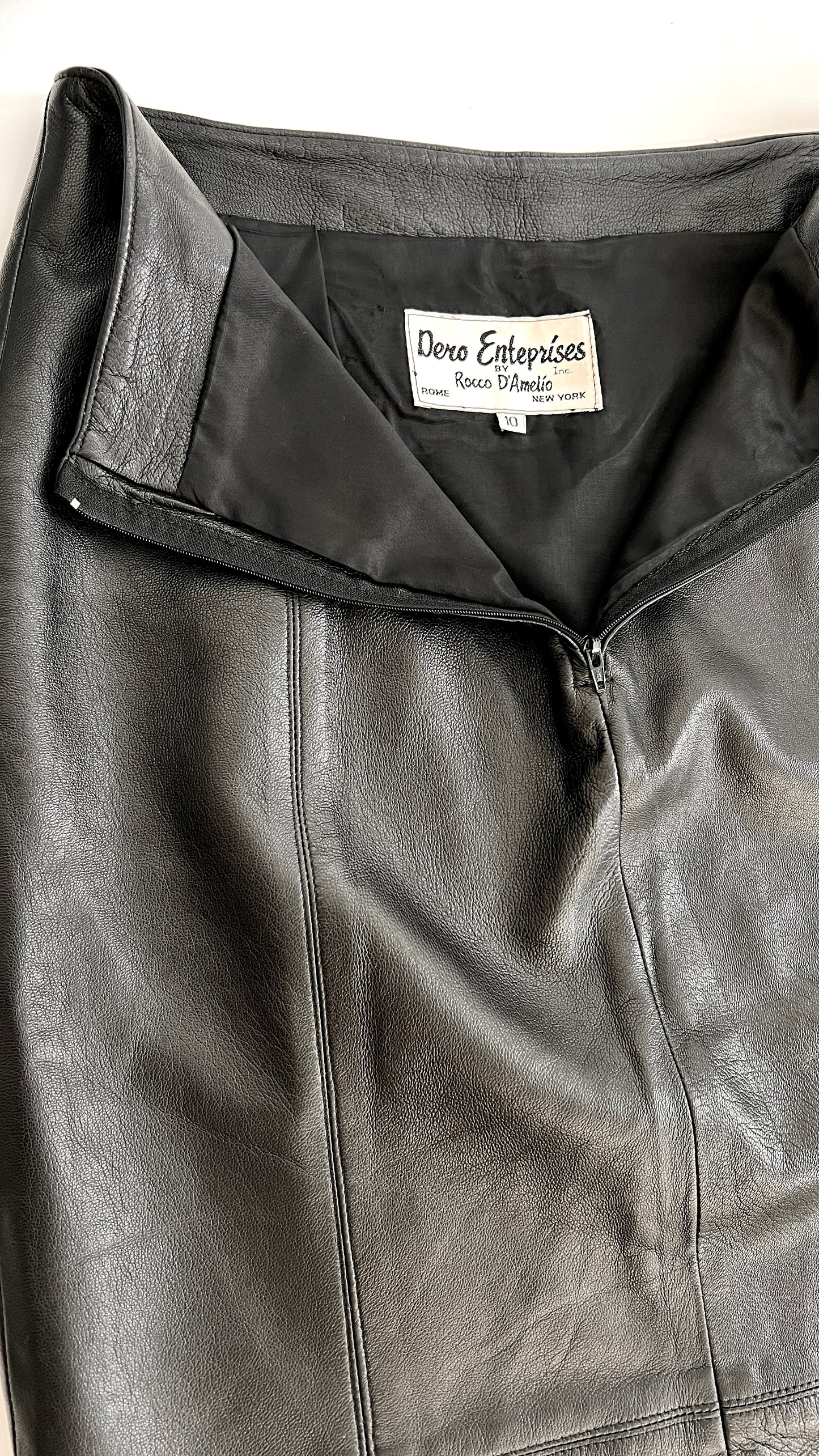 Black Leather Rocco D'Amelio Column Skirt