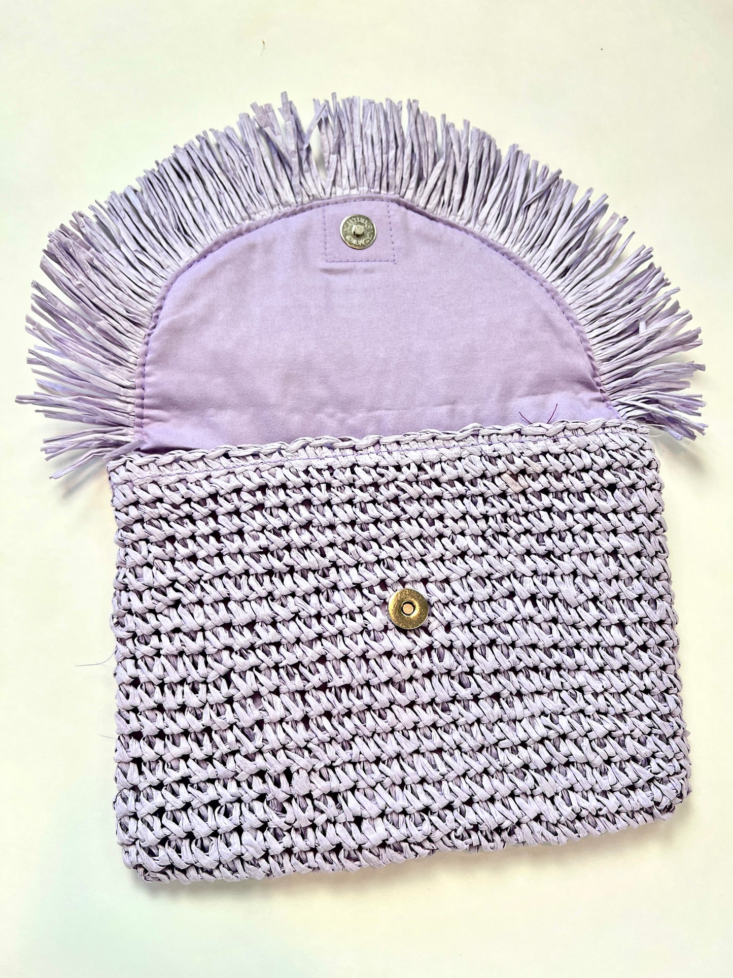 Purple Woven Straw B2B Los Angeles Clutch