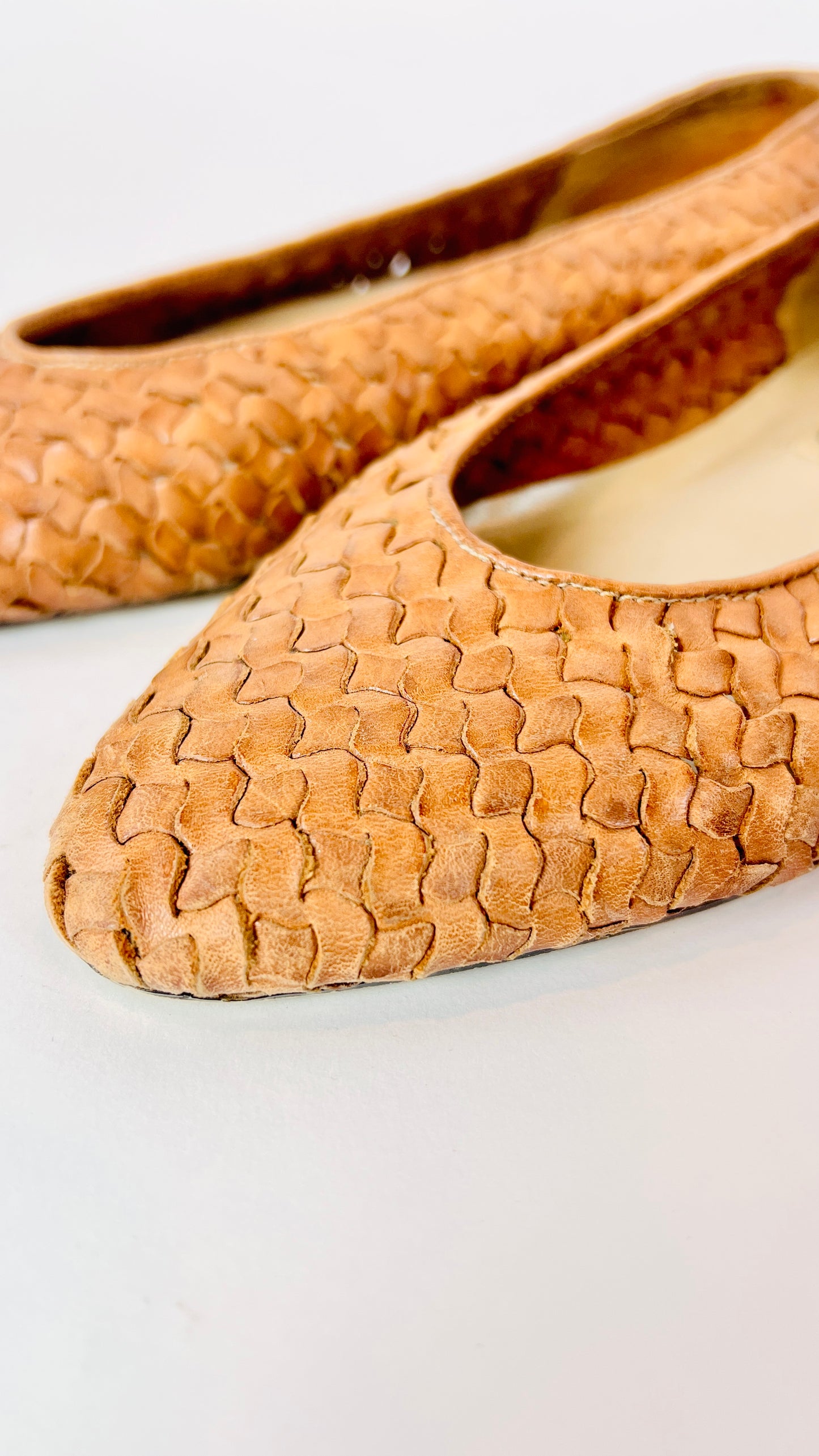 Women's Leather Woven Ballet Flat
