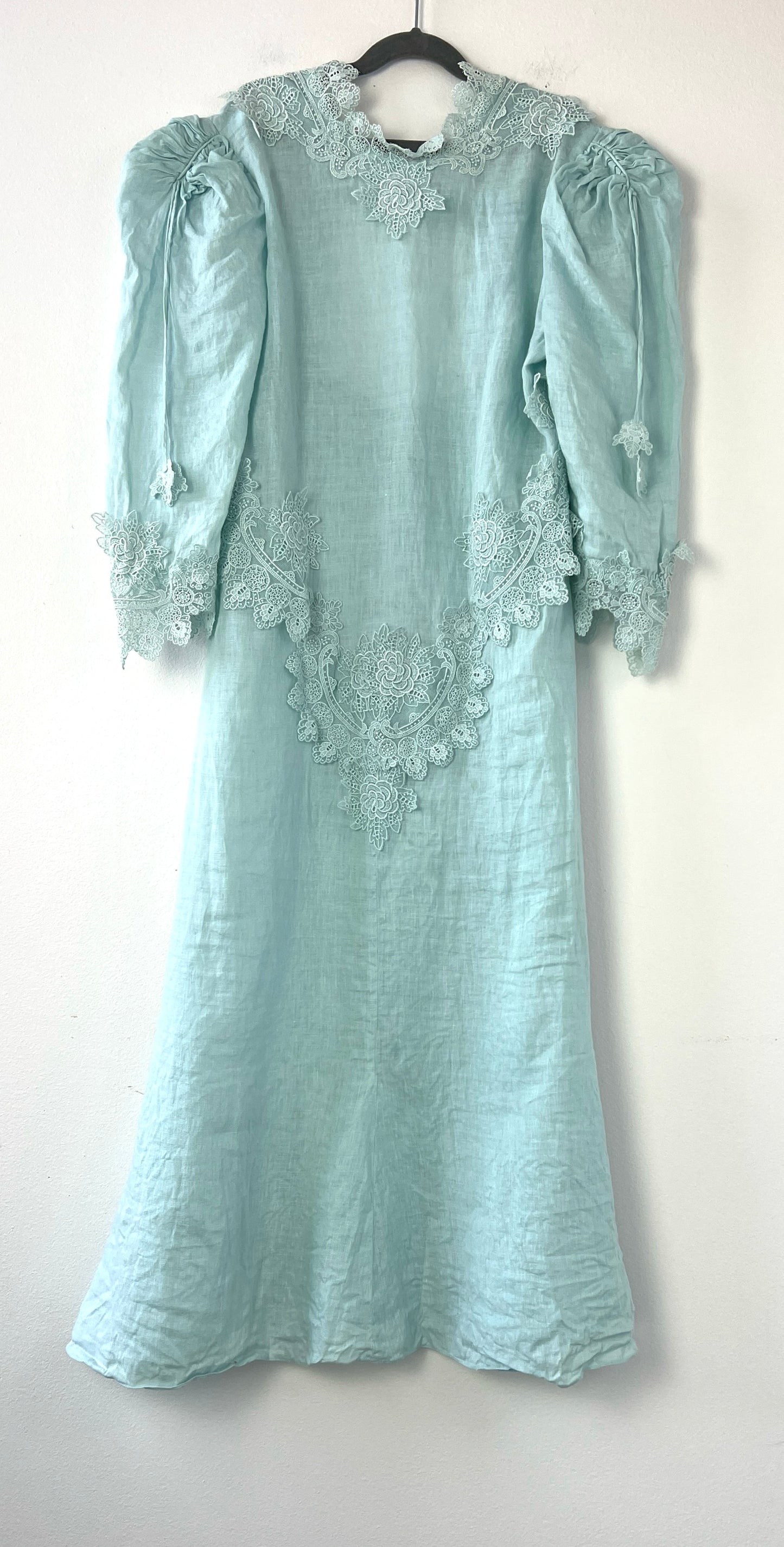 Blue Lace Embroidered Cotton Dress
