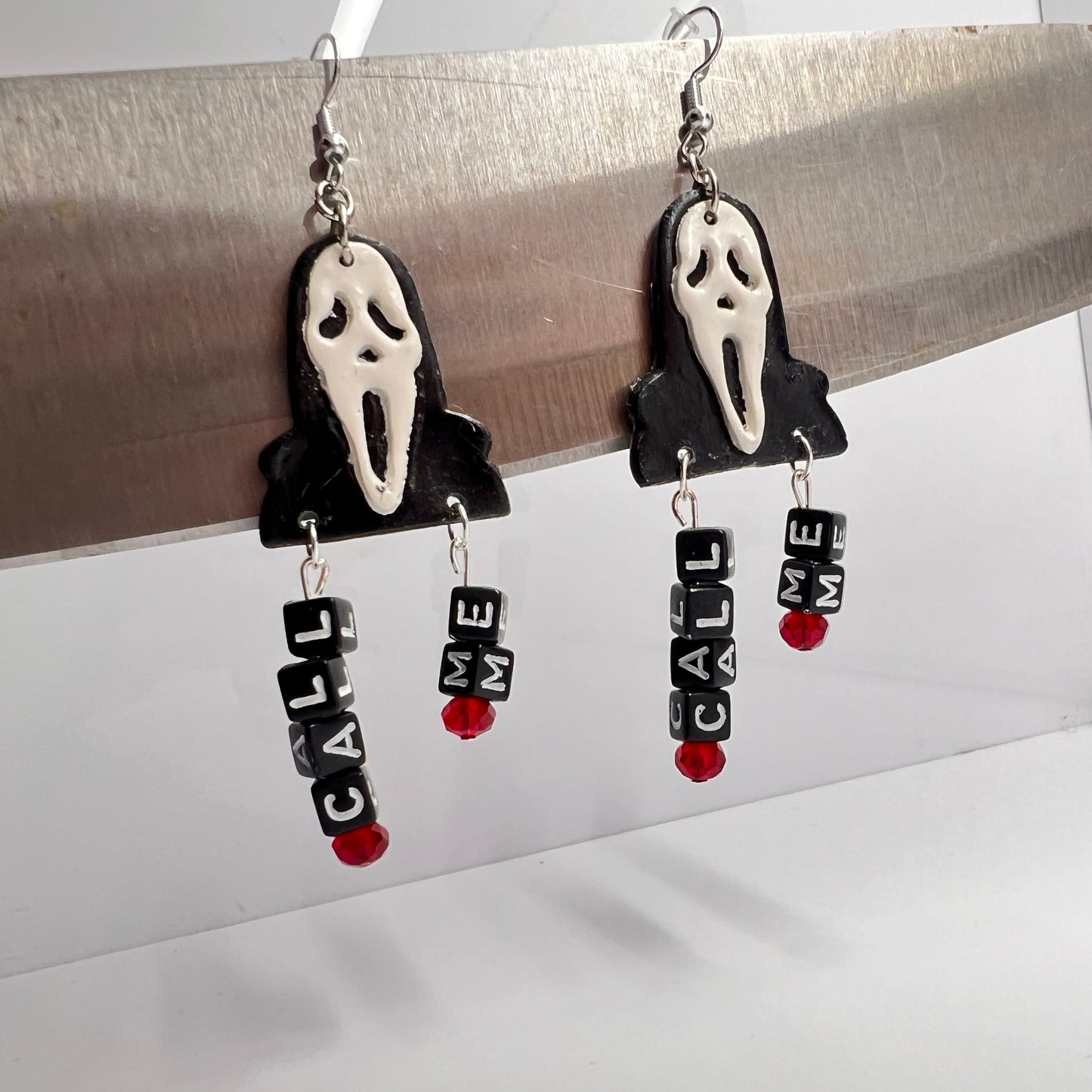 "Call Me" Ghost Face Polymer Clay Earrings!