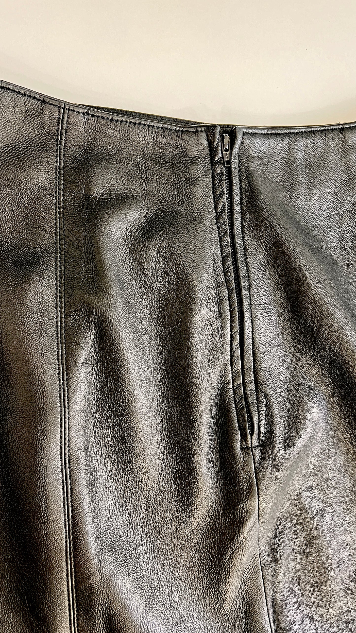 Black Leather Rocco D'Amelio Column Skirt
