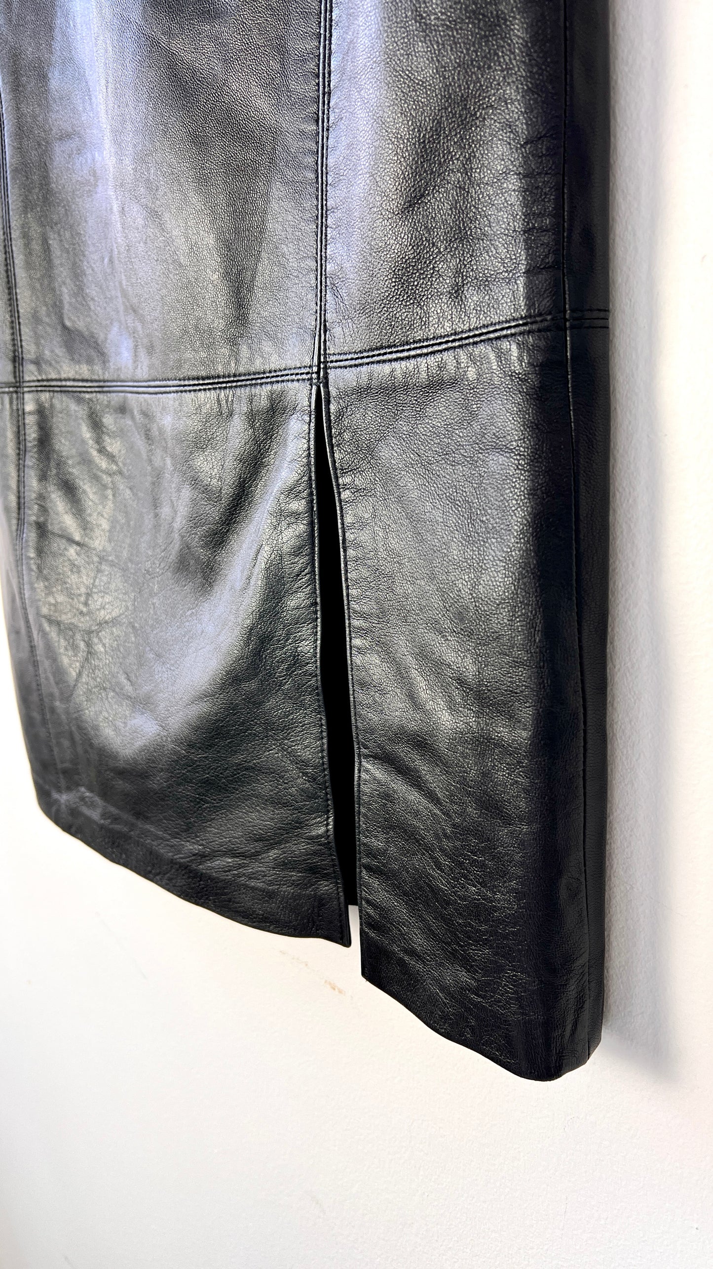 Black Leather Rocco D'Amelio Column Skirt