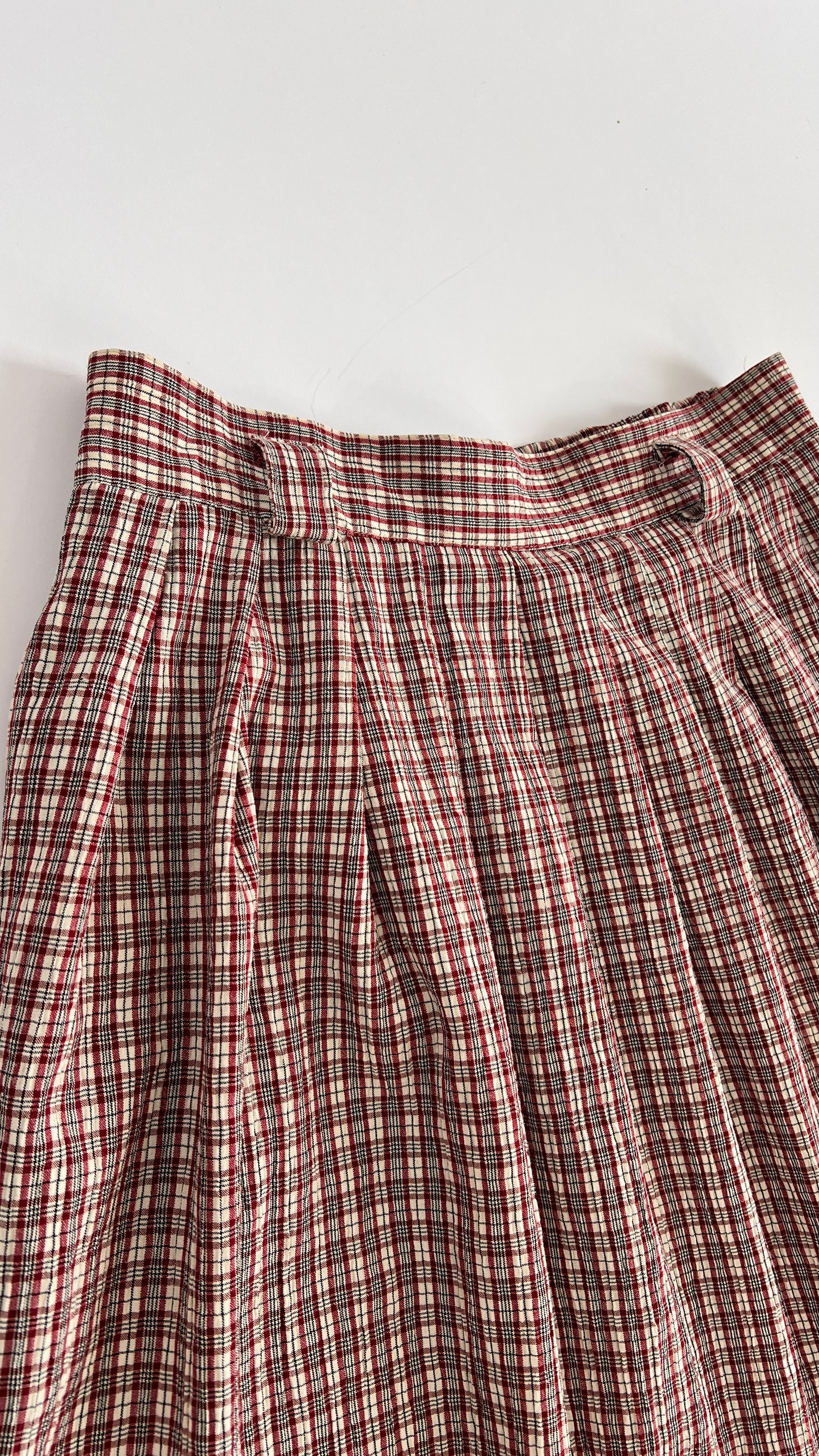 Cotton Midi Plaid Skirt XL