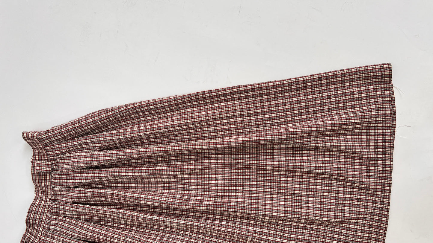 Cotton Midi Plaid Skirt XL