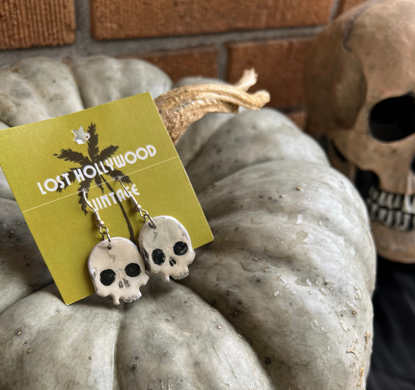 Polymer clay Skull Earrings