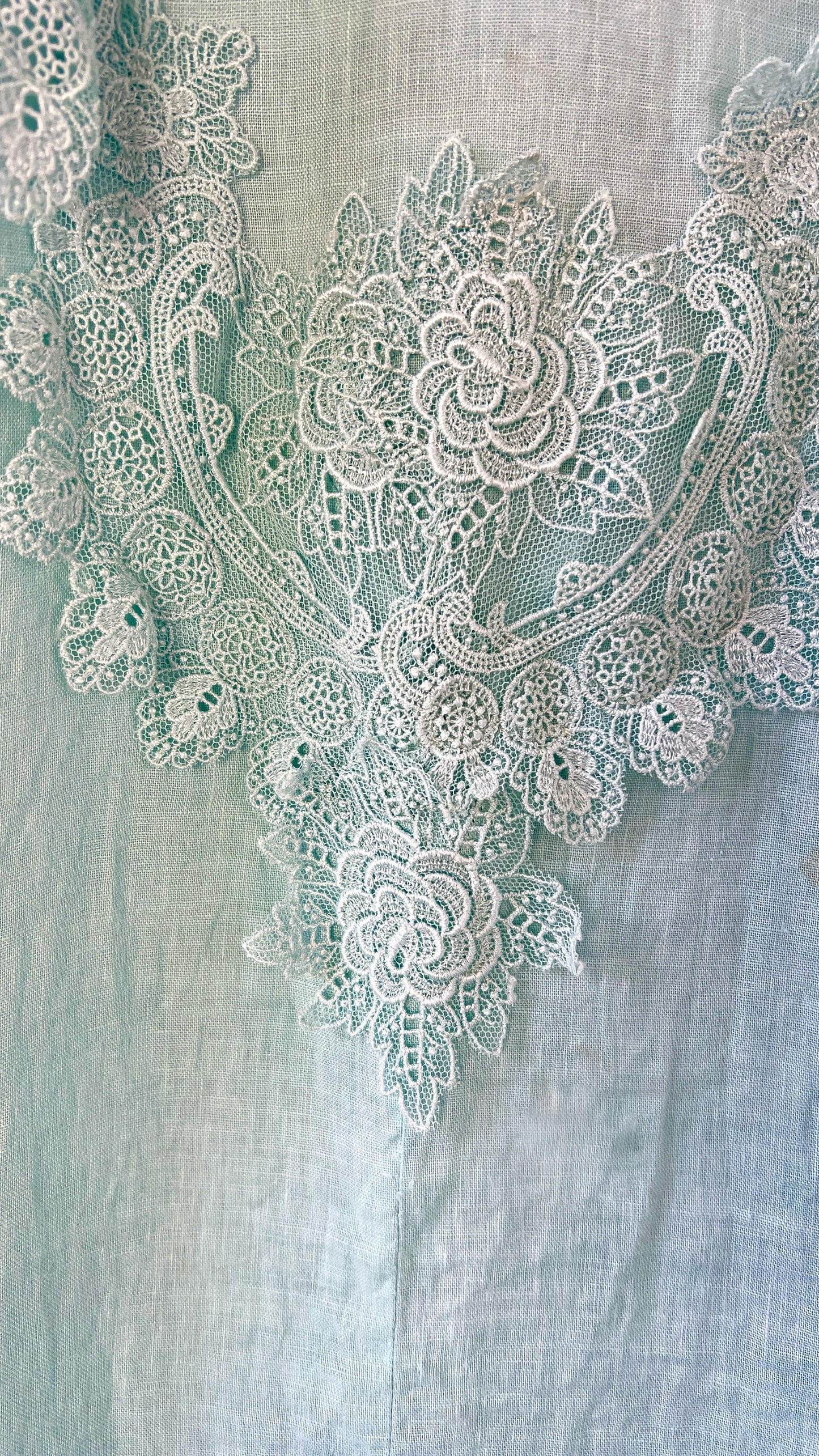 Blue Lace Embroidered Cotton Dress