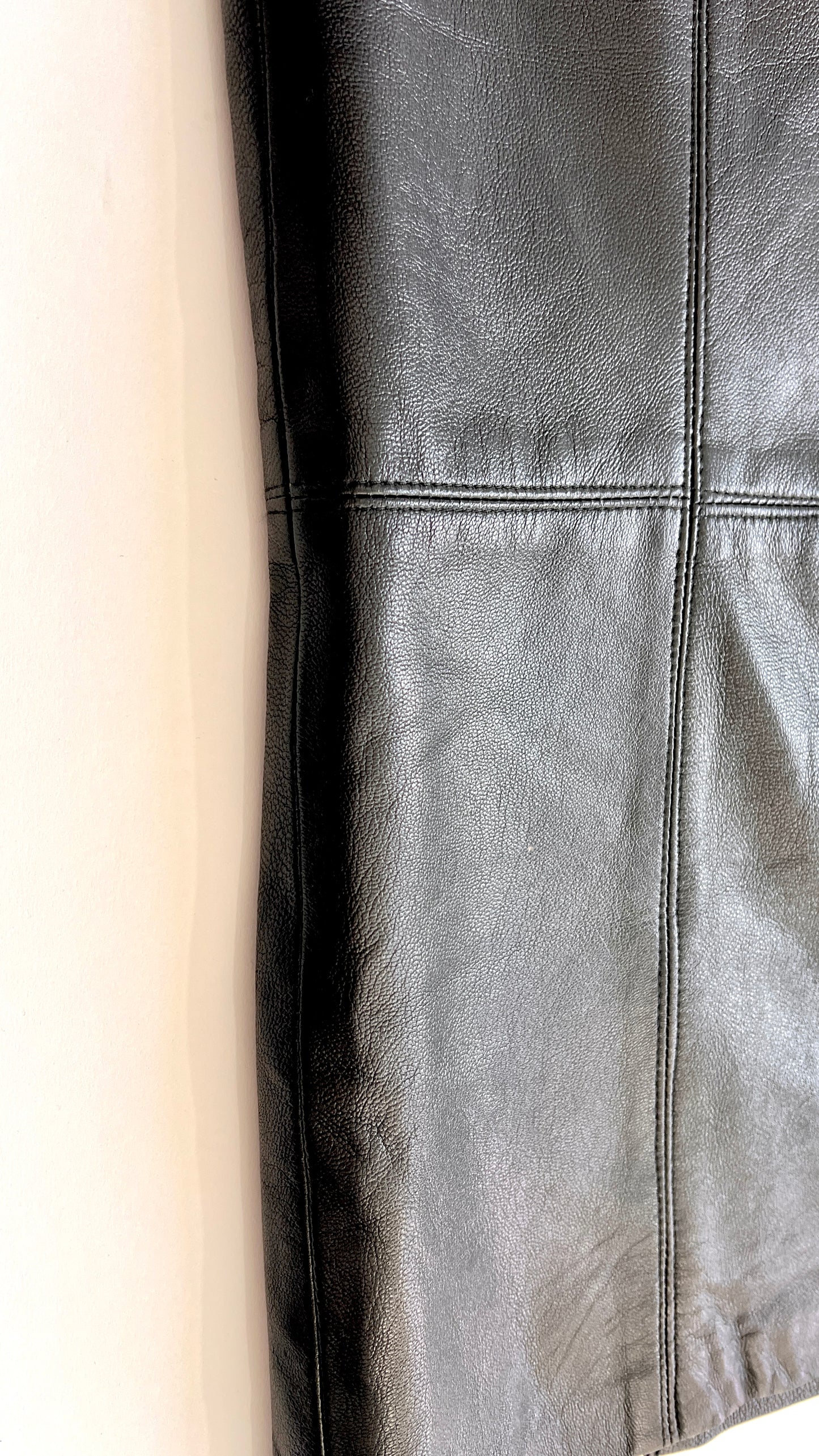 Black Leather Rocco D'Amelio Column Skirt