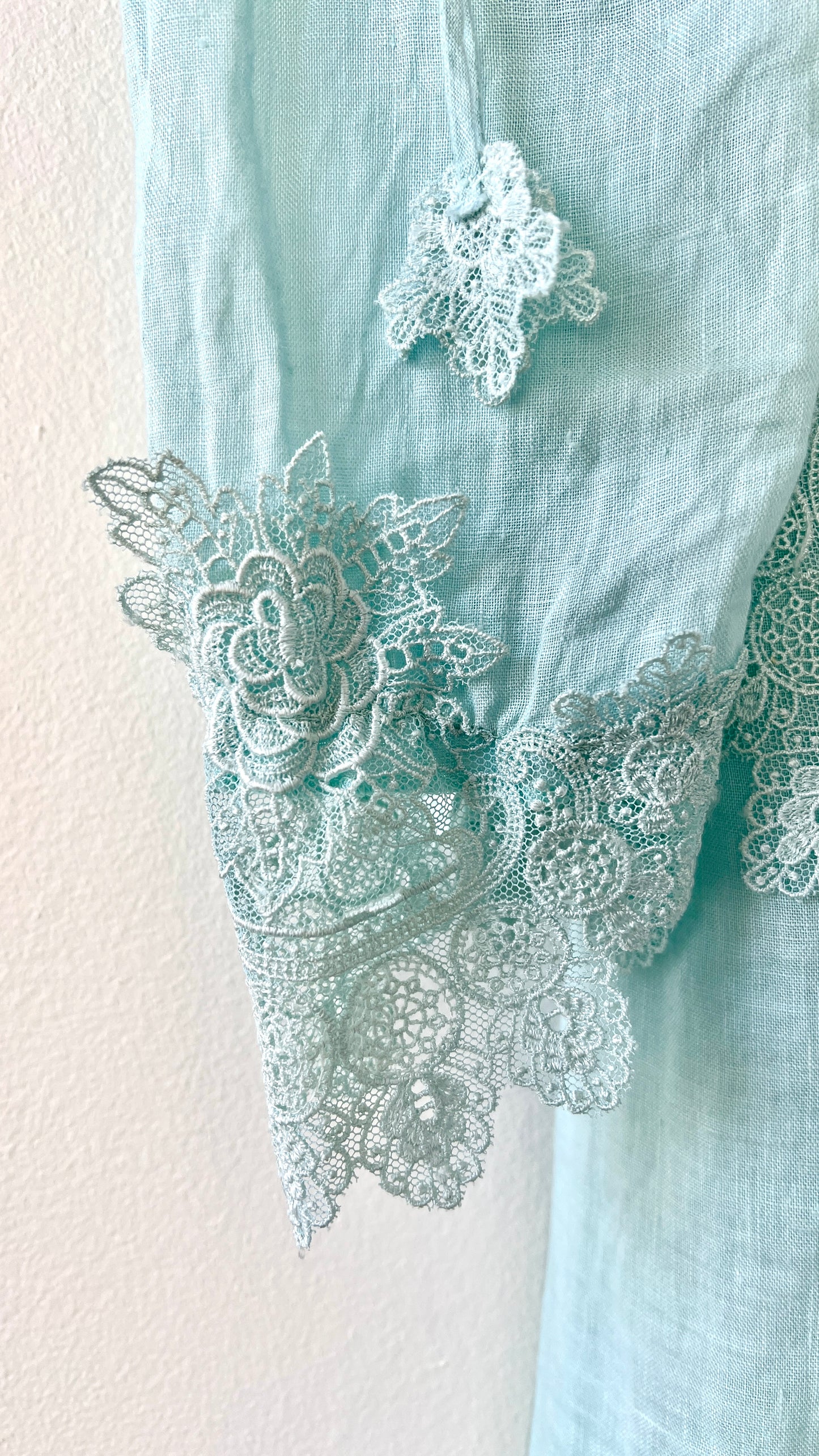 Blue Lace Embroidered Cotton Dress