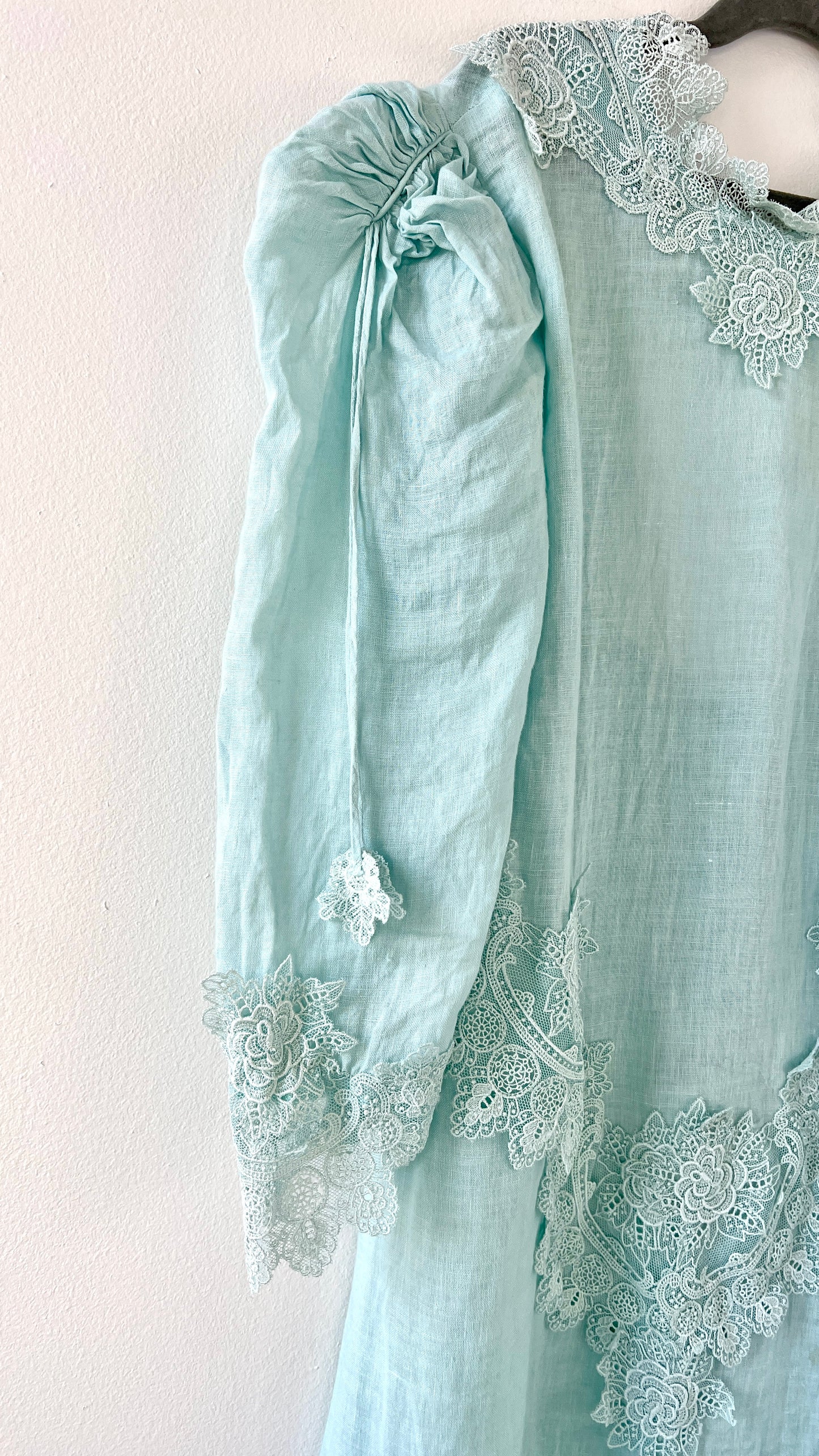 Blue Lace Embroidered Cotton Dress
