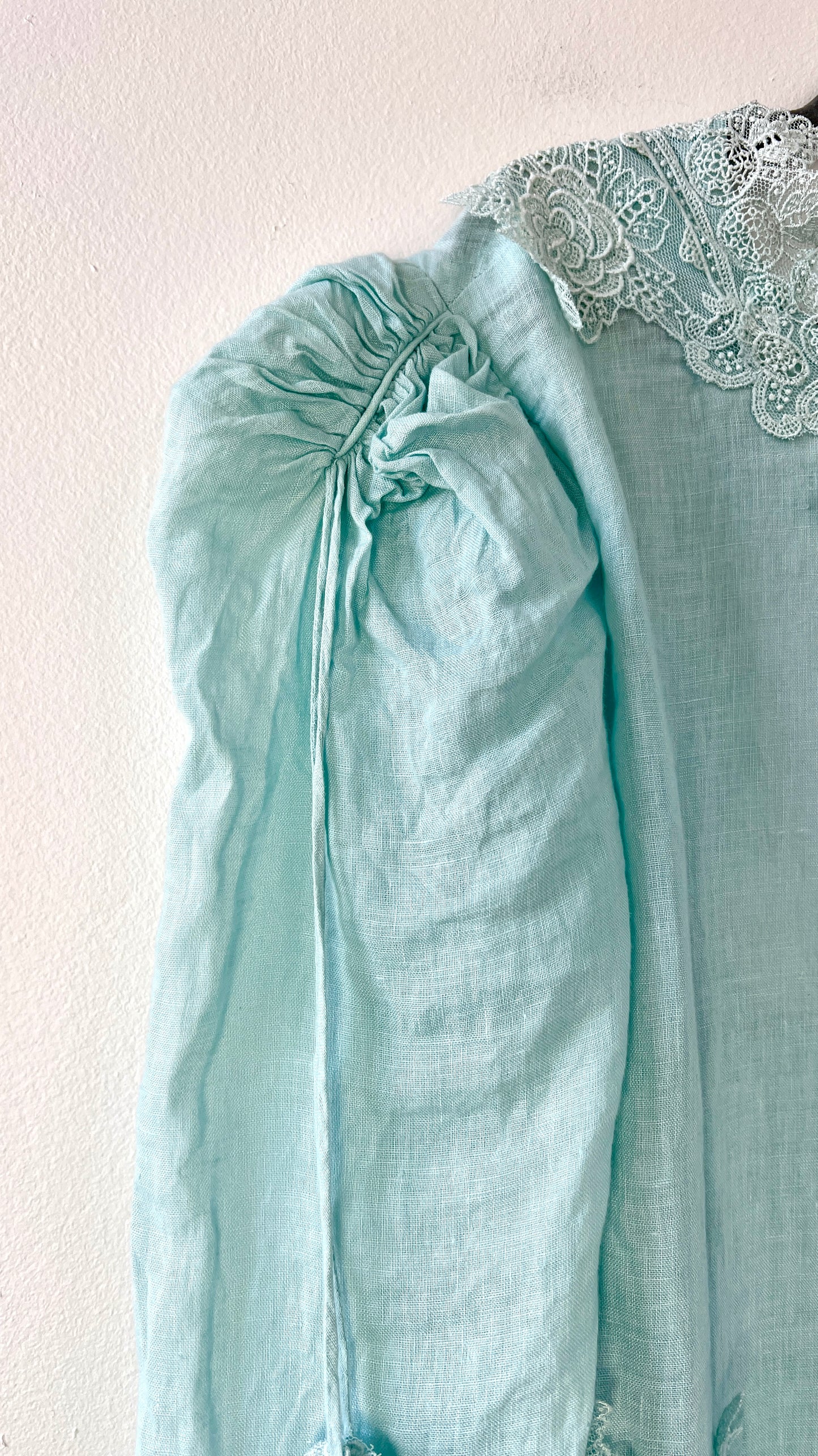 Blue Lace Embroidered Cotton Dress