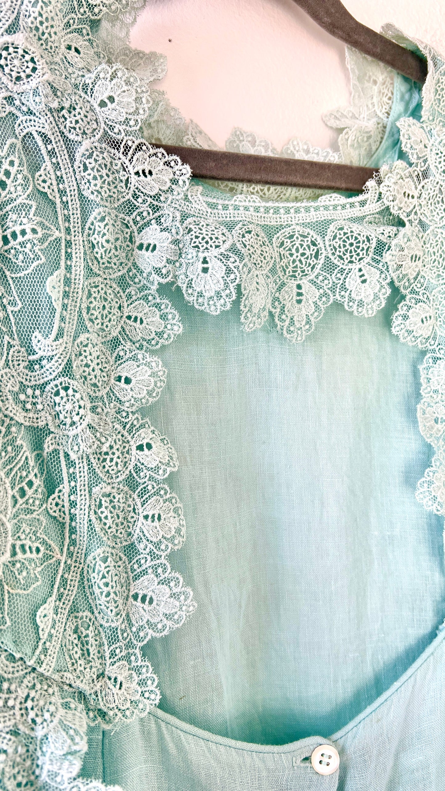 Blue Lace Embroidered Cotton Dress